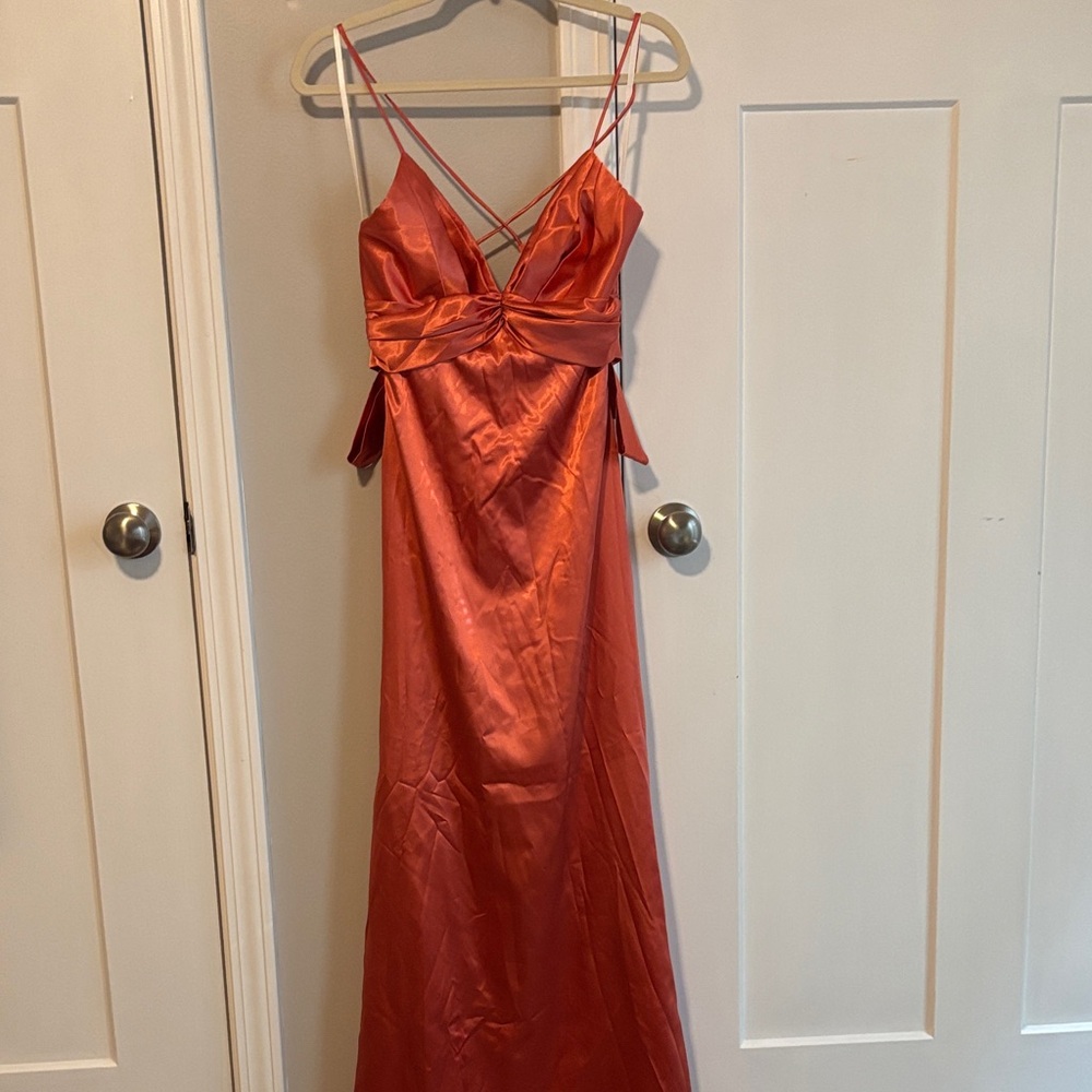Elegant Orange Satin Dress